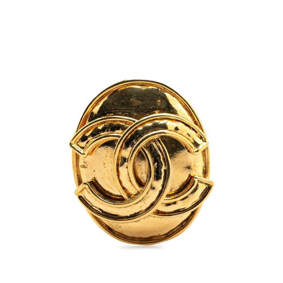 CHANEL Authentic Vintage Gold Logo Brooch